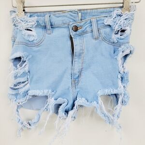 AP Blue Aphrodite Size 28 Medium distressed denim shorts